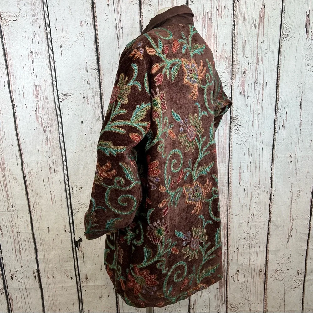 Vintage Maggie Sweet Floral Tapestry Rug Chenille Blazer Coat Jacket Size Medium - Picture 8 of 16